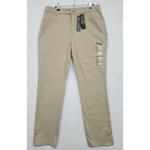 Lee Women's 12‎ Relaxed Fit Chino Pants Straight Leg Mid Rise Beige Workwear